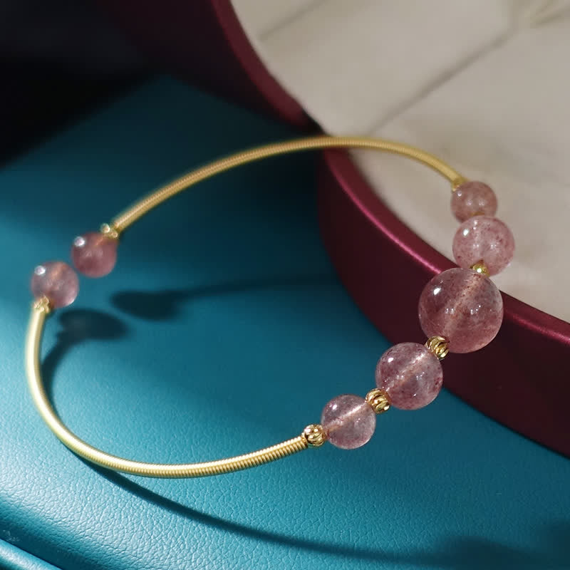 Natural Strawberry Quartz Love Healing Bracelet Bangle