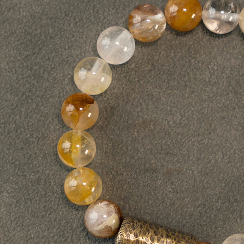 White Crystal Red Hematoid Quartz Gold Rutilated Quartz Purple Phantom Protection Bracelet