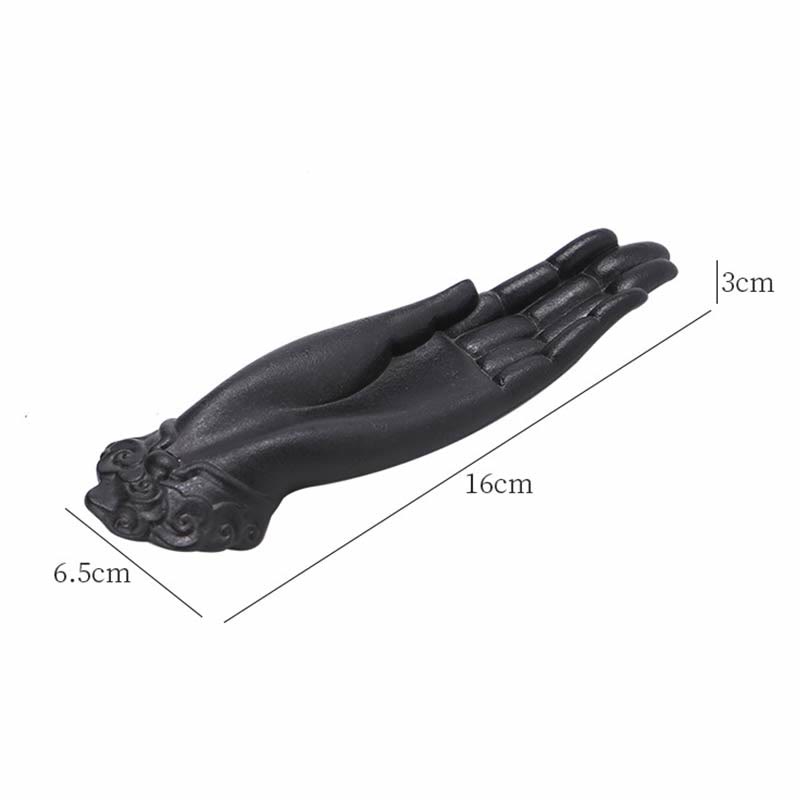Hand-Finished Ceramic Mudra Hand and Auspicious Clouds Zen Incense Burner