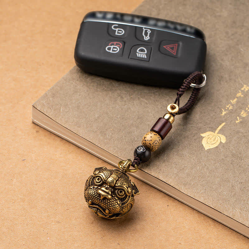 Handmade Brass and Copper Pixiu Energy Conductor Keychain