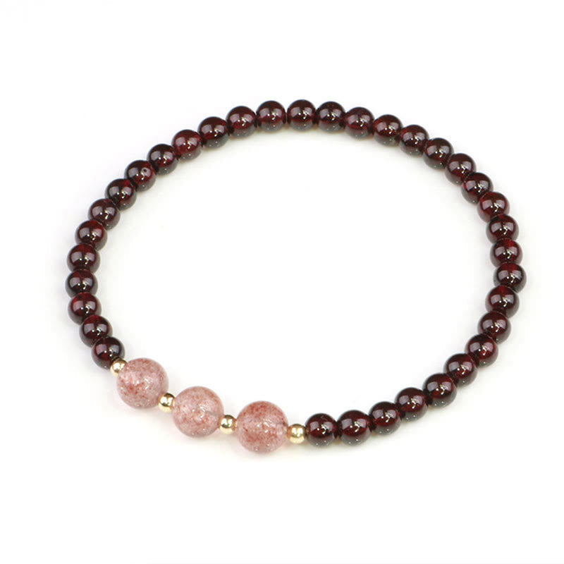 Natural Garnet Strawberry Quartz Calm Bracelet