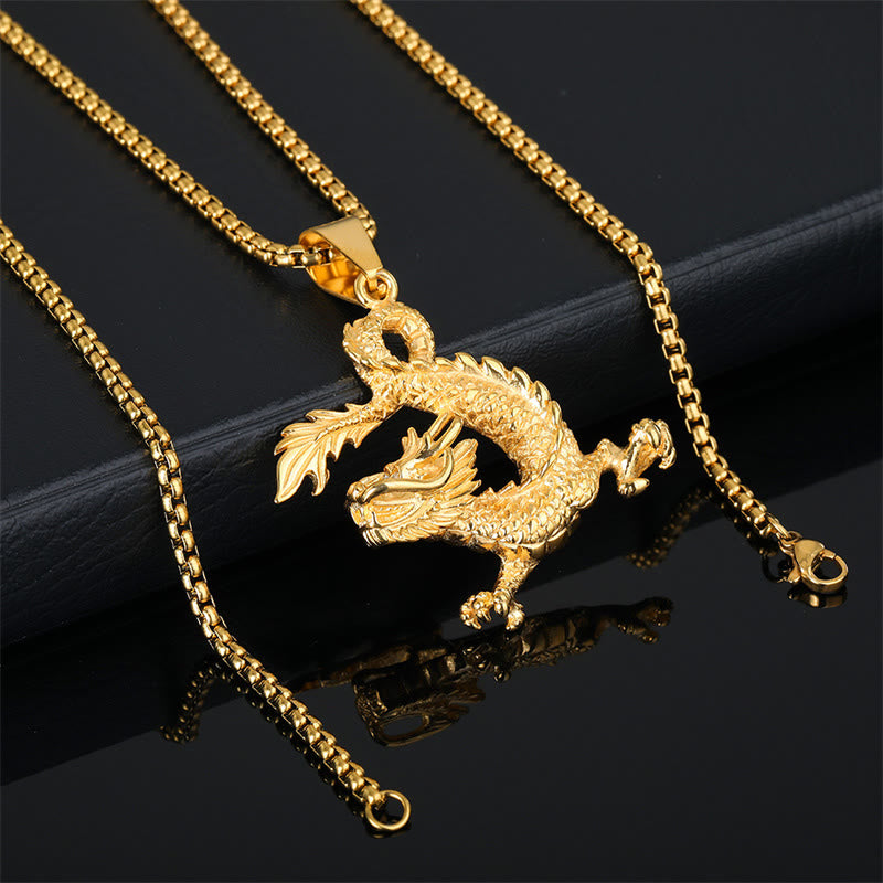 Dancing Dragon Pattern Luck Necklace Pendant