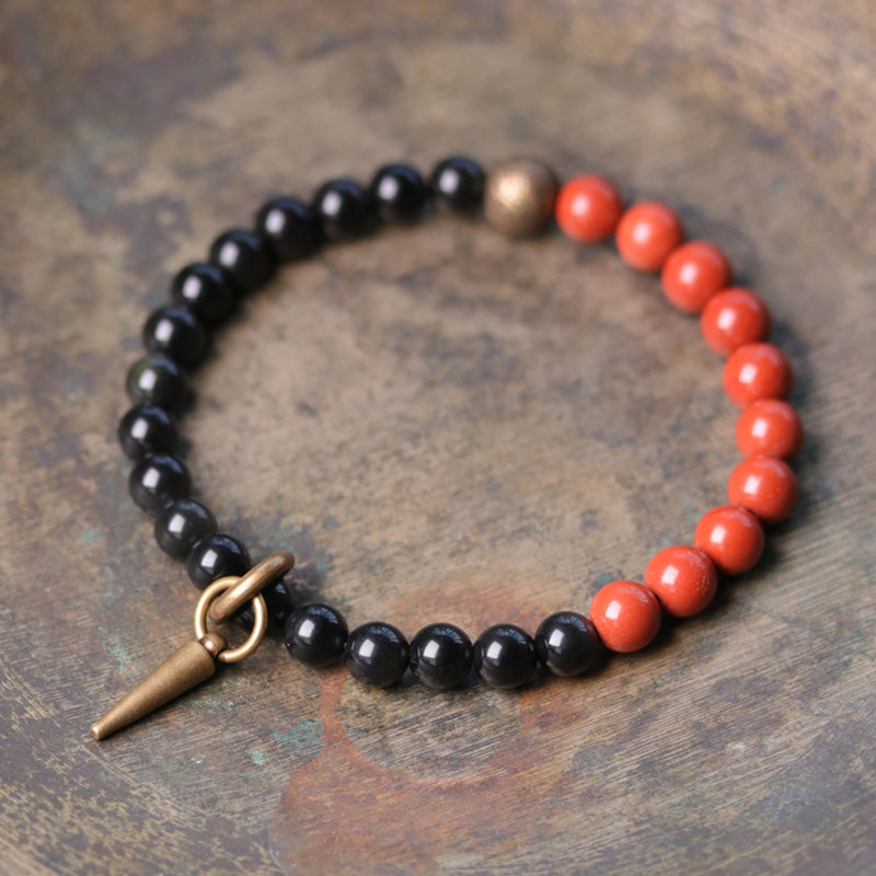 Black Obsidian Sodalite Crystal Copper Strength Couple Bracelet