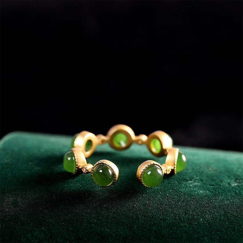 Cyan Jade Healing Calm Adjustable Ring