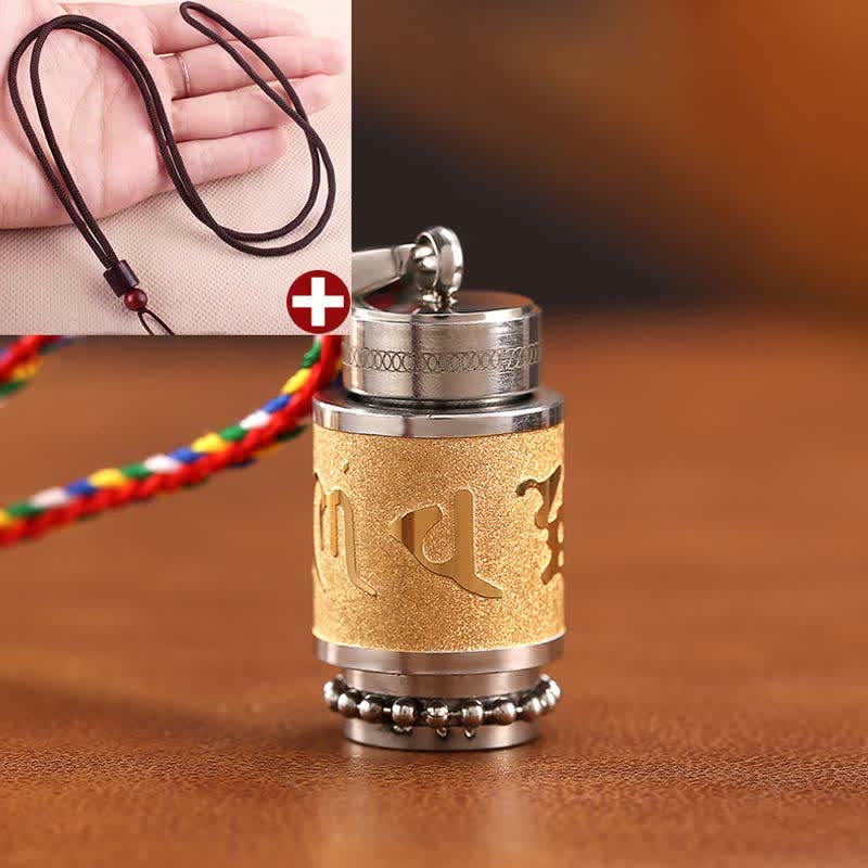 Tibet Om Mani Padme Hum Shurangama Mantra Titanium Steel Wisdom Amulet Necklace Pendant