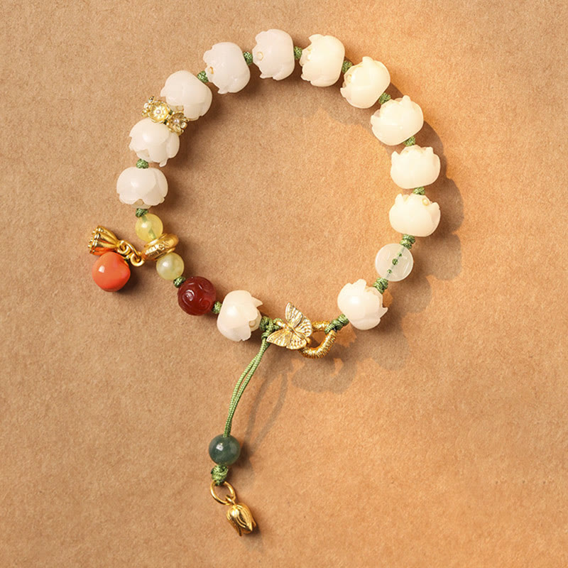 Natural Bodhi Seed Sculptural Bead Bracelet