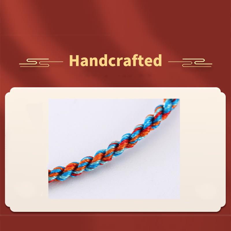 Handcrafted 925 Sterling Silver Zongzi Pattern Multicolored Red String Bracelet
