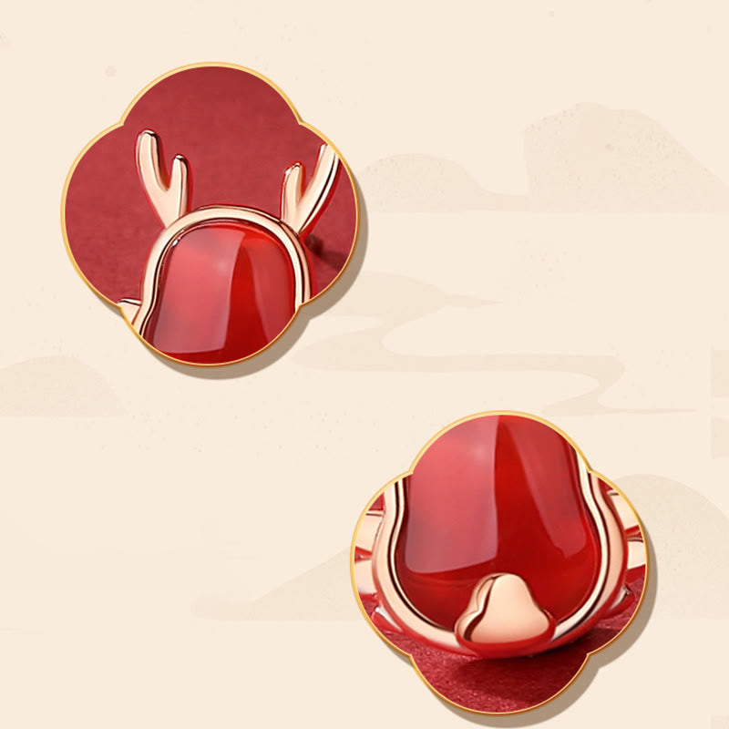 ❗❗❗A Flash Sale- 925 Sterling Silver Year of the Dragon Natural Red Agate Dragon Attract Fortune Fu Character Strength Bracelet Necklace Pendant Earrings