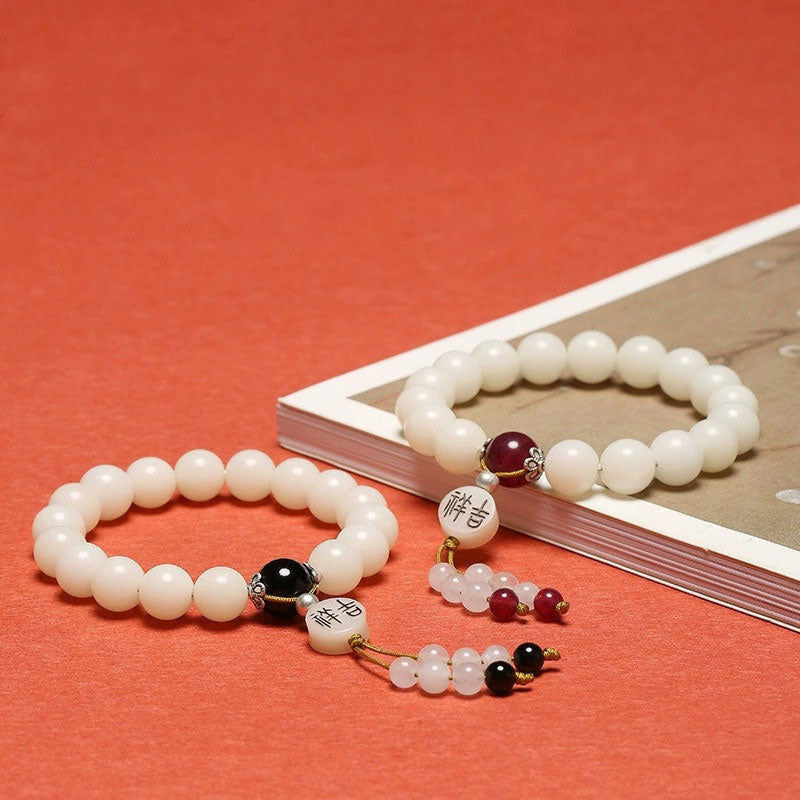 Bodhi Seed and Gemstone Meditation Wrist Mala Bracelet