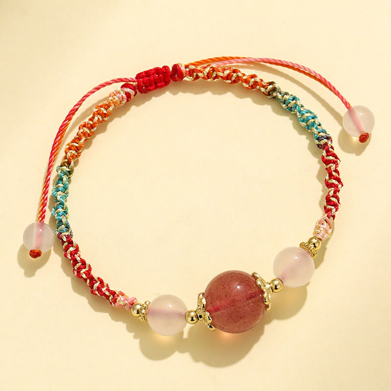 Hand-Woven White Agate & Copper Multi-Gemstone Beaded Rope Bracelet