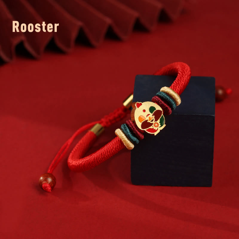 Handmade 925 Sterling Silver Year of the Dragon Cute Chinese Zodiac Luck Braided Red Bracelet