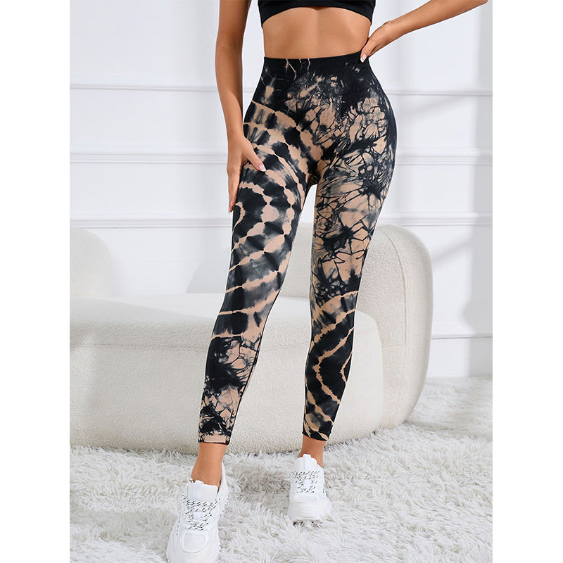 Tie Dye Print Pants Sports Fitness Yoga High Waist Leggings Women's Yoga Pants