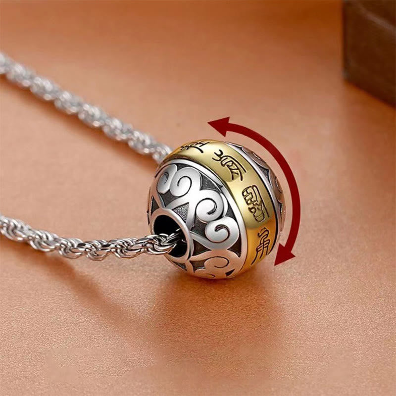 Taoist Nine-Character Mantra Engraved Amulet Balance Necklace Rotatable Pendant