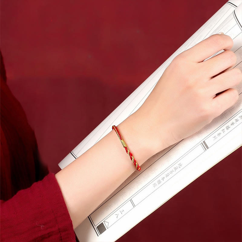 Handmade Chinese Zodiac Braided Red String Bracelet: Dragon Rabbit Rat Horse Rooster