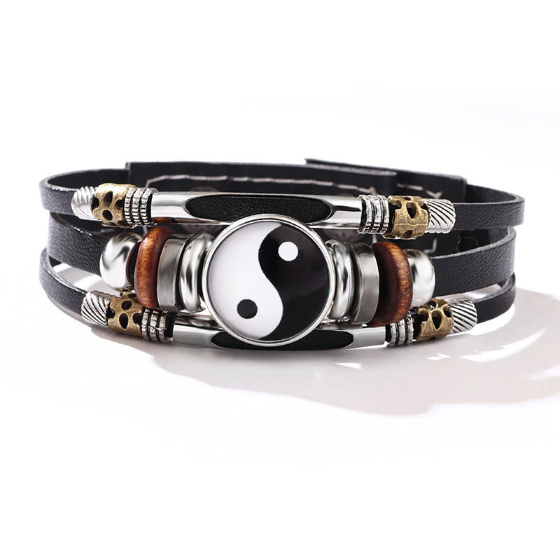 Yin Yang Leather Balance Bracelet