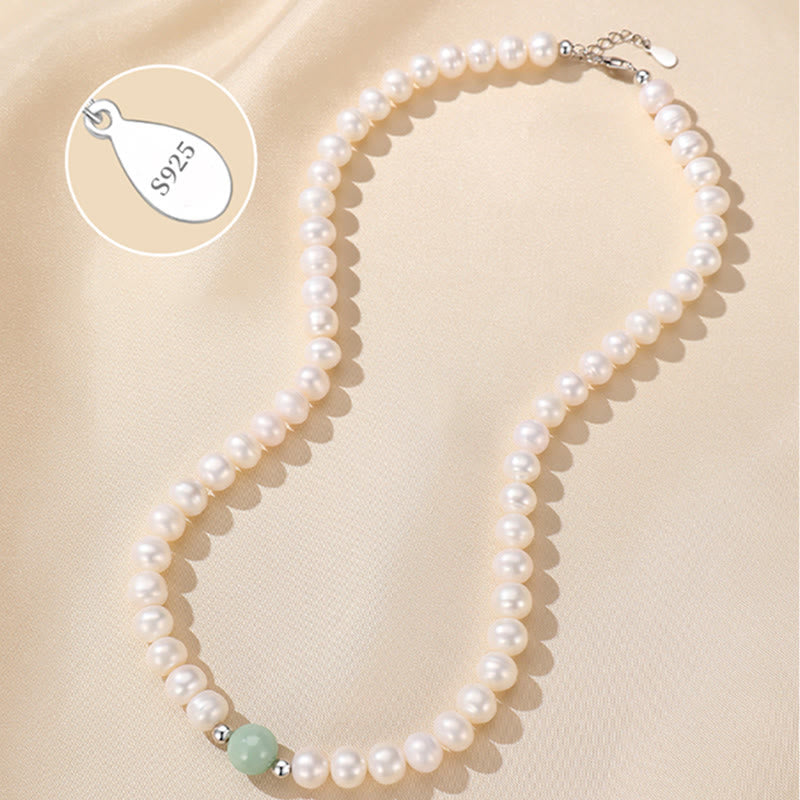 925 Sterling Silver Natural Pearl Jade Healing Necklace Bracelet Earrings With Gift Box
