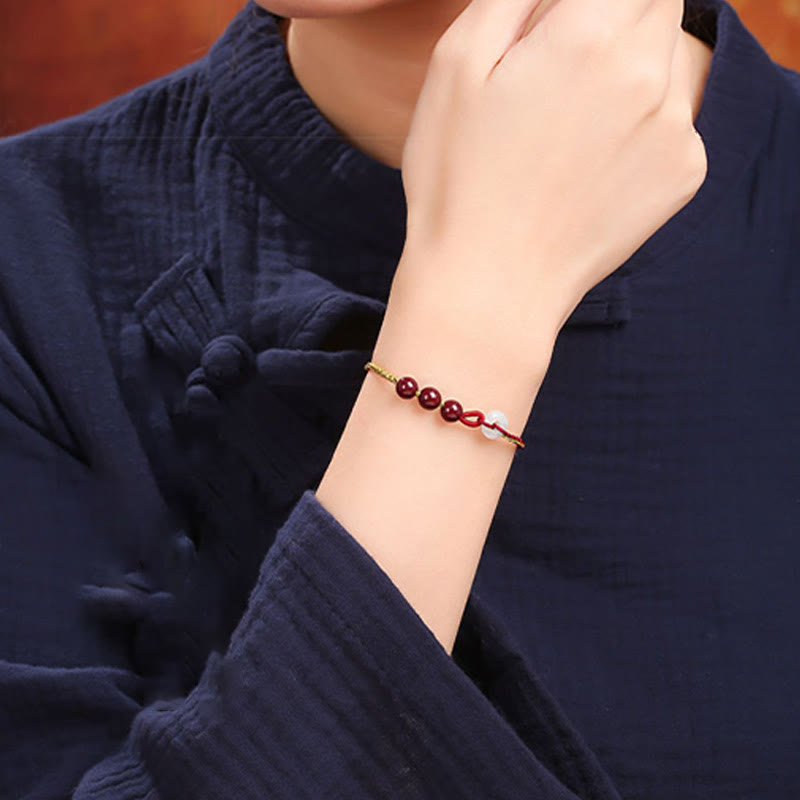 Natural Cinnabar Jade Peace Buckle Blessing Bracelet