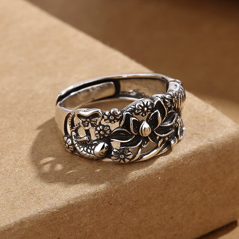 Lotus Symbol Koi Fish Enlightenment Ring