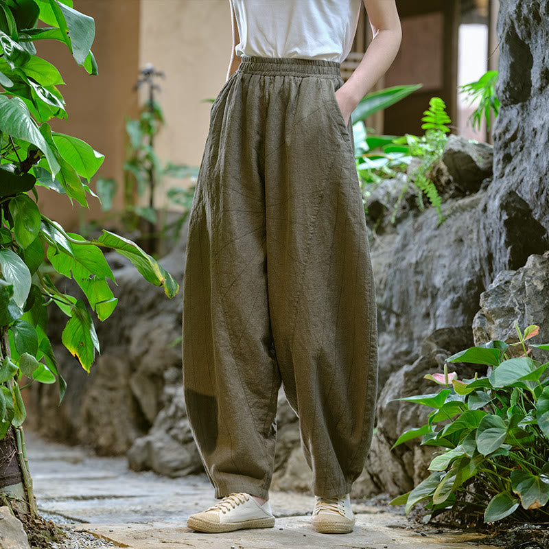 Solid Color Loose Yoga Harem Pants With Pockets