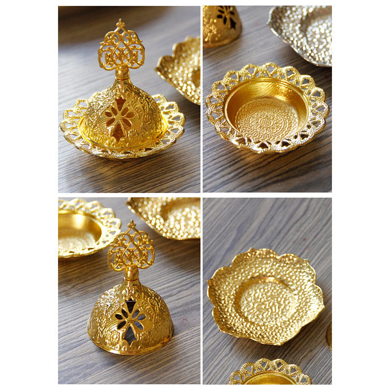 Leaf-Shaped Alloy Metal Mini Incense Burner & Ritual Coaster
