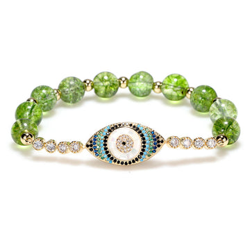 Natural Peridot Evil Eye Abundance Bracelet
