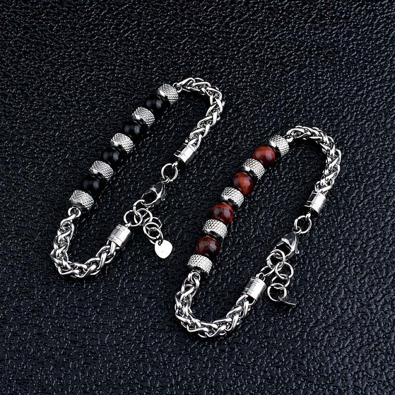 Black Onyx Tiger Eye Bead Courage Bracelet