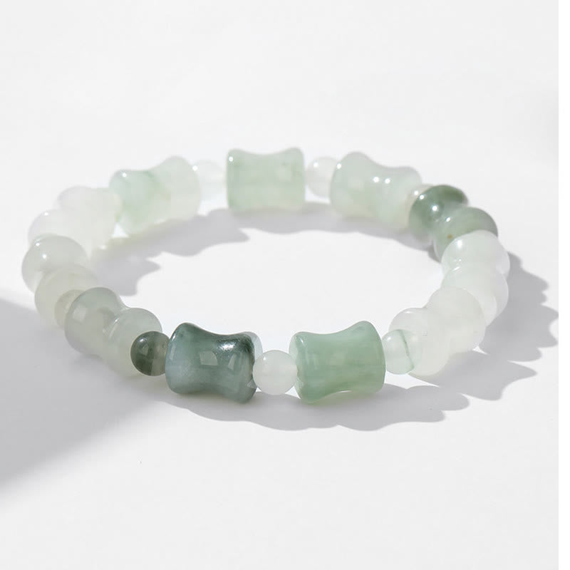 Zeniora Jade & Bamboo Pattern Elastic Bracelet