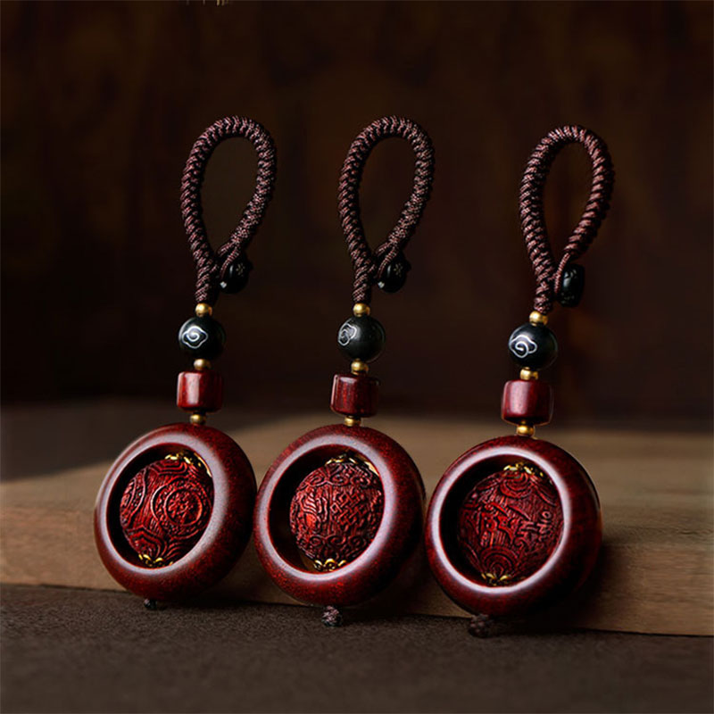 Tibetan Small Leaf Red Sandalwood Ebony Luck Protection Rotation Decoration