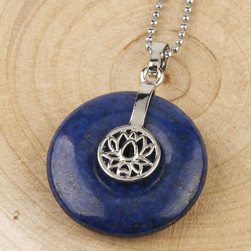 Lazurite Handcrafted Lotus Pendant Necklace for Mindfulness