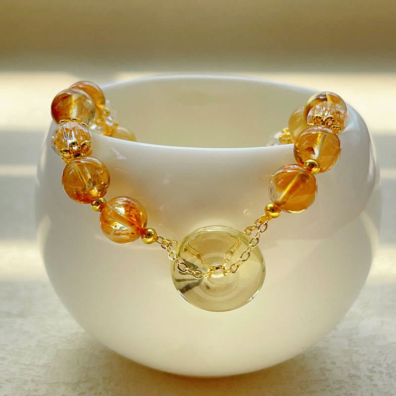 Peace Buckle Citrine Crystal Prosperity Bracelet