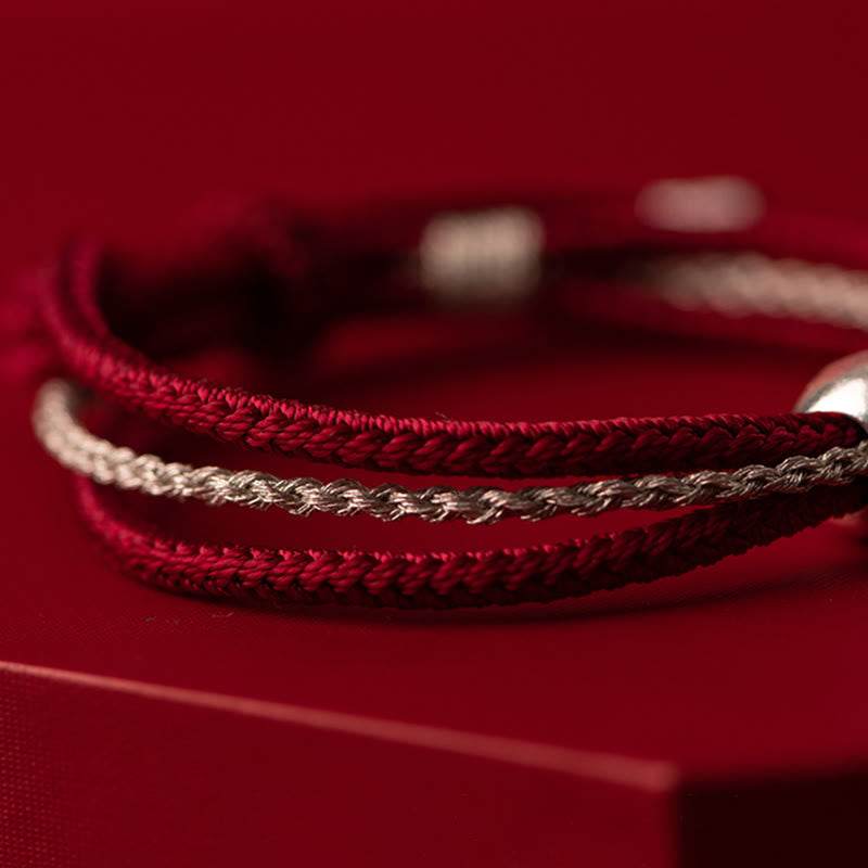 925 Sterling Silver Tibetan Zakiram Goddess Braided Red String Bracelet