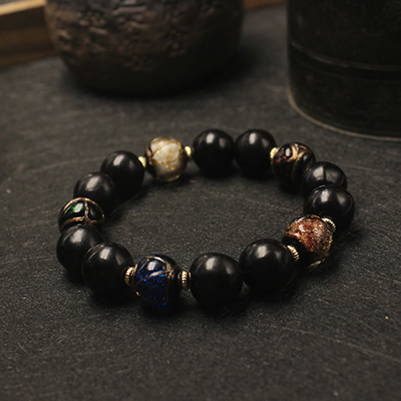 Western Soapberry Incense Ash Liuli Glass Bead Wealth Bracelet