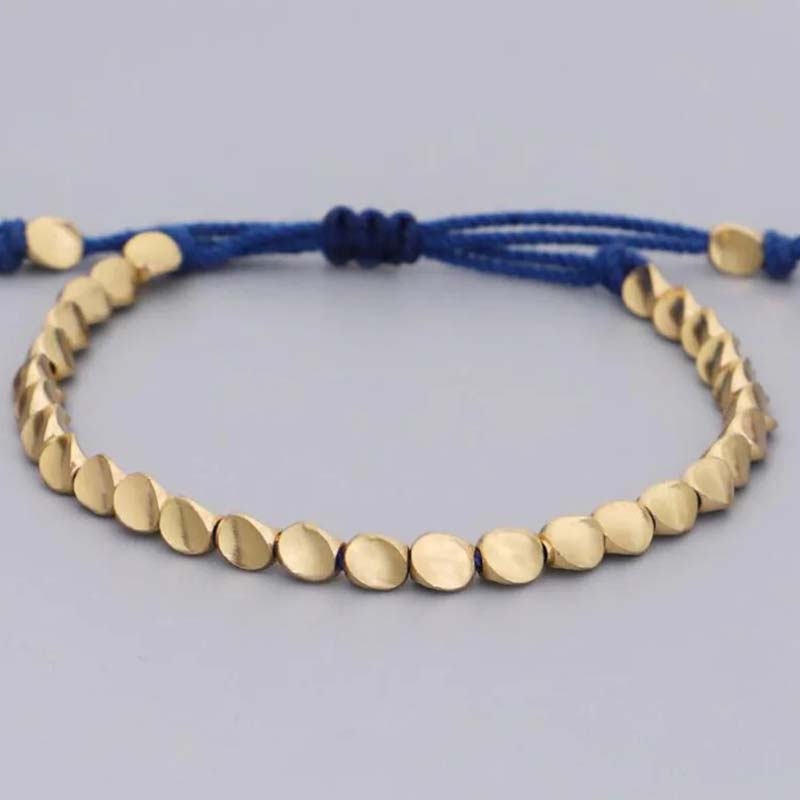 Handmade Tibetan Copper Beads & Endless Knot Woven Bracelet Set - 3 Pieces