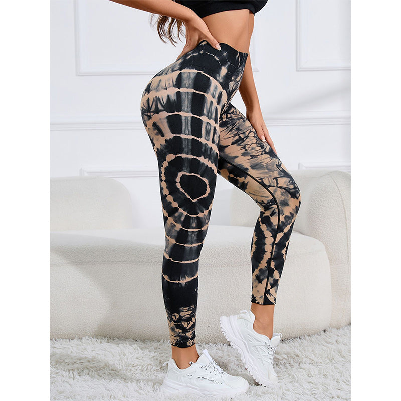 Tie Dye Print Pants Sports Fitness Yoga High Waist Leggings Women's Yoga Pants