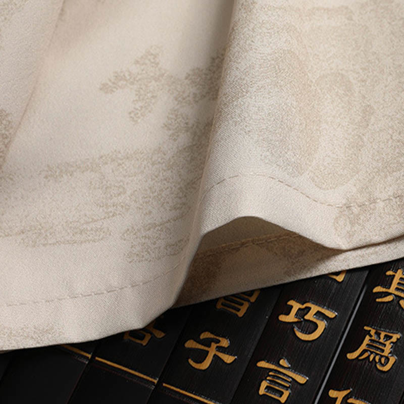 Mountains Trees Tang Suit Hanfu Traditional Uniform Short Sleeve Top Pants Clothing Men's Set