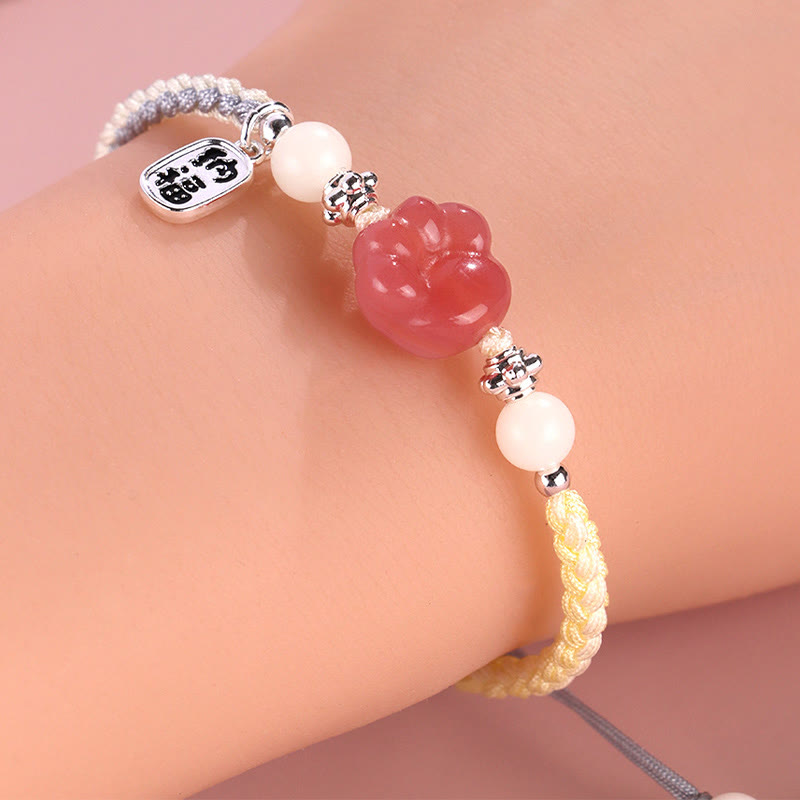 Yanyuan Agate Cat Claw Paw White Bodhi Seed Fu Character Positive Braided Rope Bracelet