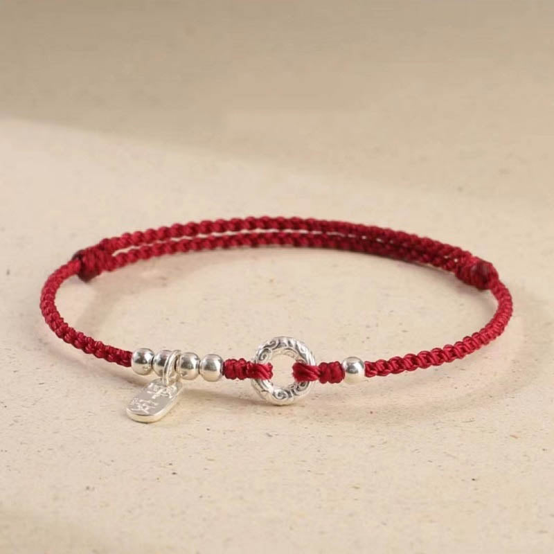 925 Sterling Silver Auspicious Clouds Peace Buckle Safe And Sound Bracelet Anklet