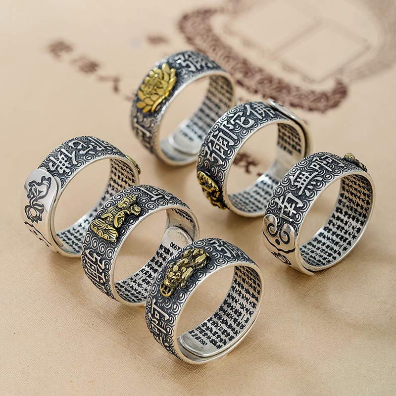 Chinese Zodiac Natal Buddha Wealth Luck Adjustable Ring