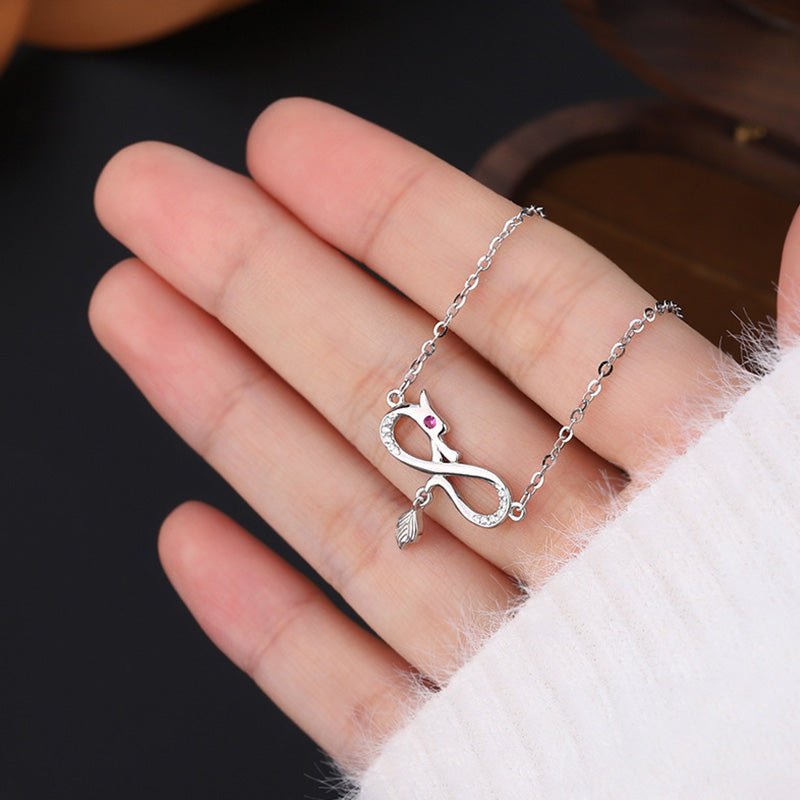 999 Sterling Silver Year Of The Dragon Endless Knot Tail Charm Protection Necklace Pendant