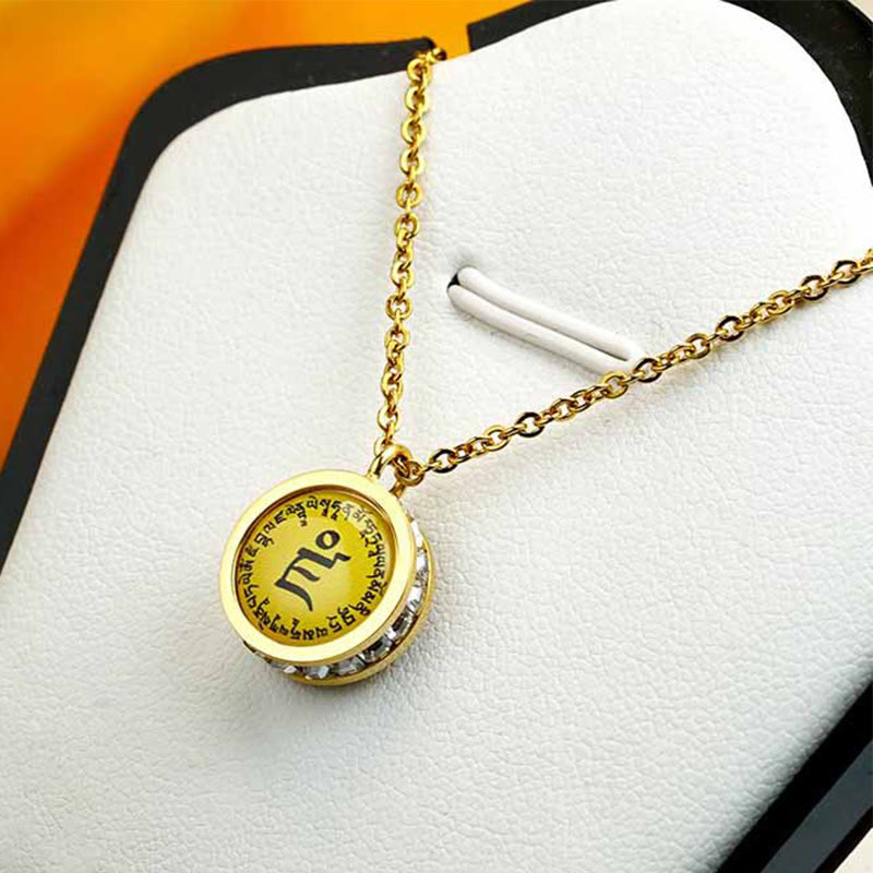 Tibetan Yellow God Of Wealth Green Tara Buddha Serenity Titanium Steel Necklace Pendant