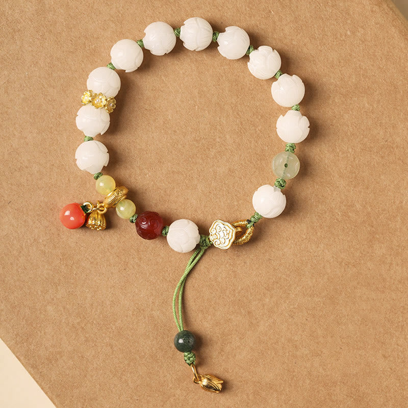 Natural Bodhi Seed Sculptural Bead Bracelet