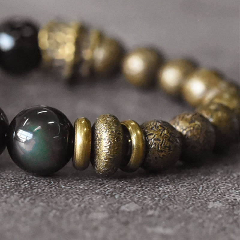 Rainbow Obsidian Copper Bead Positive Transformation Bracelet