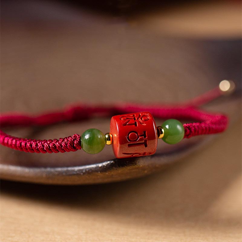 Braided Cinnabar Om Mani Padme Hum Mantra Red String Bracelet