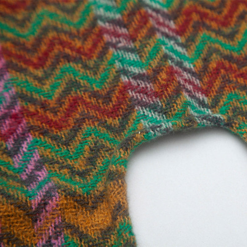 Tibetan Shawl Colorful Wavy Line Tassels Winter Cozy Travel Scarf Wrap