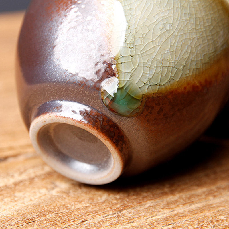 Vintage Brown Beige Kiln Change Ceramic Teacup Kung Fu Tea Cup Bowl