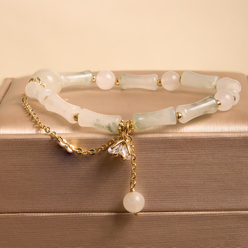 Tianshan White Jade Bamboo Pattern Luck Blessing Bracelet