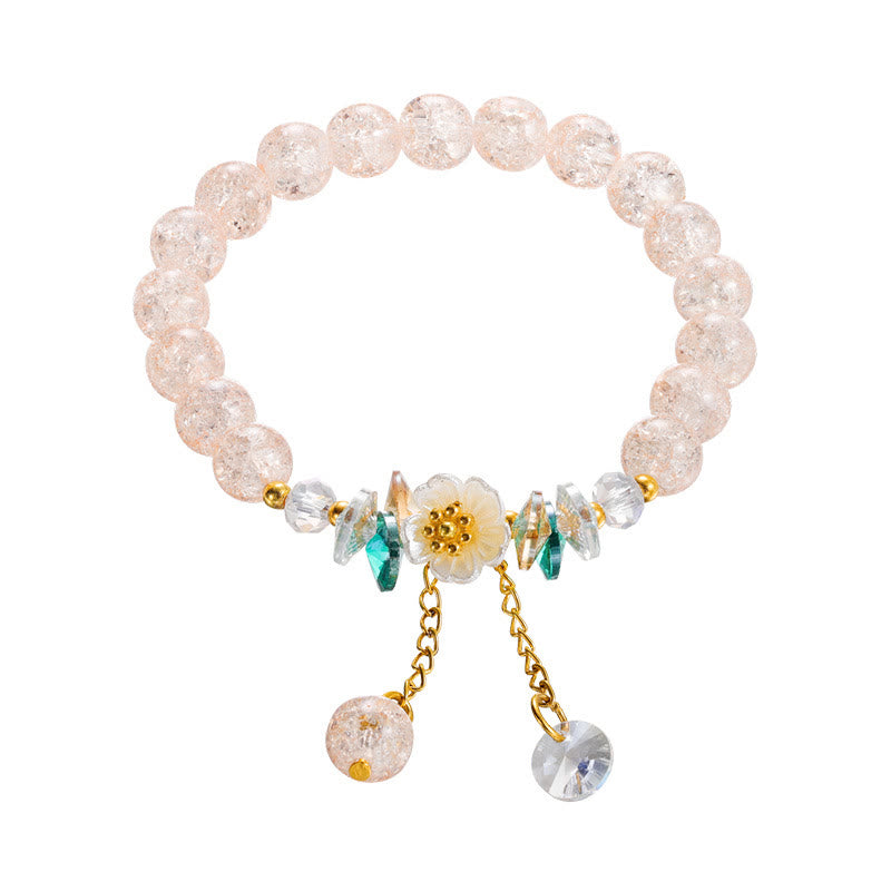 Simple Design Flower Charm Glass Bead Bracelet