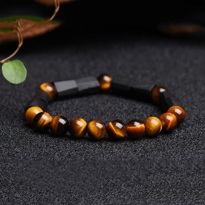 Natural Black Tourmaline Tiger Eye Positive Bracelet