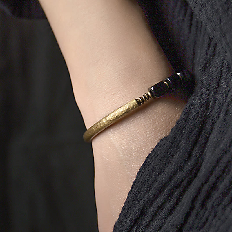 Black Obsidian Crystal Copper Strength Couple Bracelet