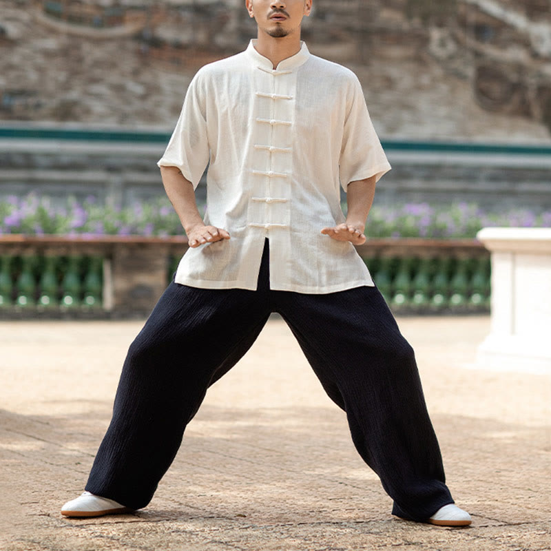 Solid Color Frog-Button Meditation Prayer Spiritual Zen Tai Chi Qigong Practice Unisex Clothing Set